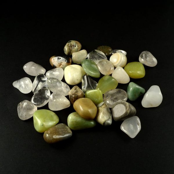 Tumbled Stone Mix, White & Green All Tumbled Stones mixed tumbled stone